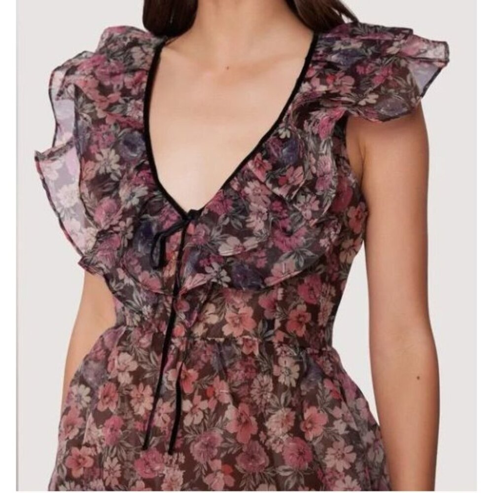Lost + Wander Floral Tiered Chiffon Maxi Dress Size Small NWT